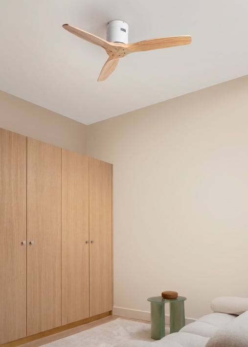 WIND CALM NATURAL WOOD - Ventilador de techo 40W silencioso 100% madera