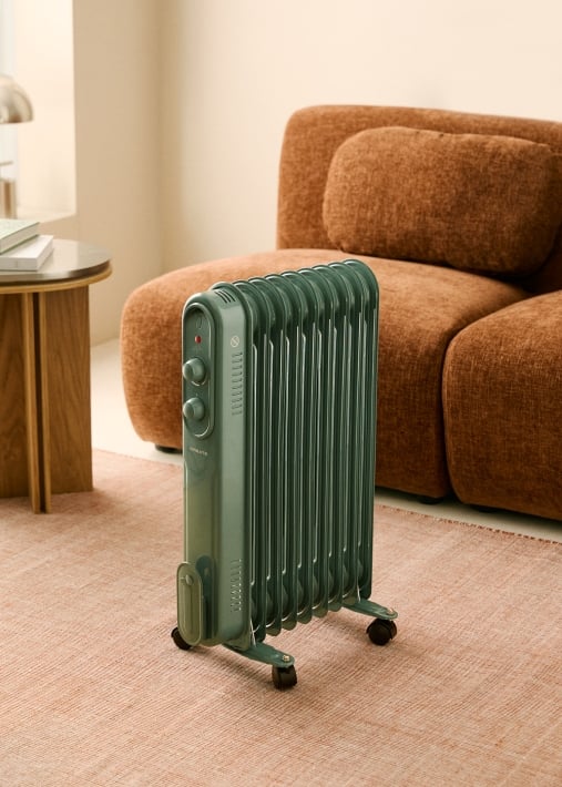 WARM OIL RETRO - Radiador de aceite de 9 elementos 2000W con ruedas