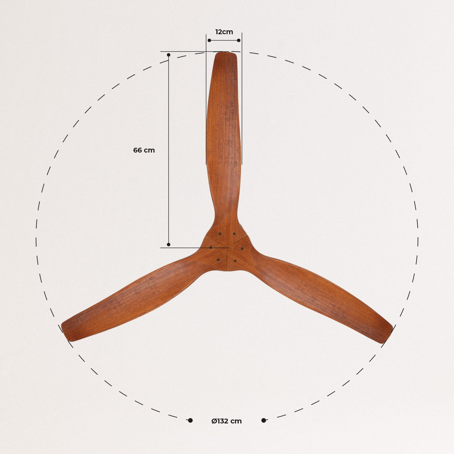 WINDWOOD - Ventilador de Techo 75W Silencioso Ø132 cm, medidas foto vertical