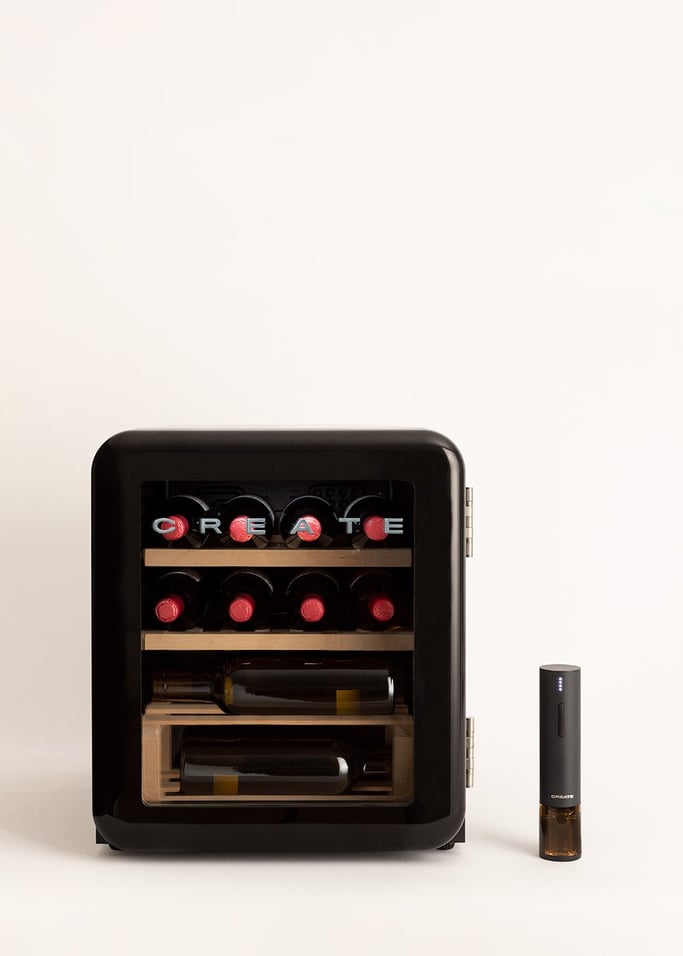 PACK WINECOOLER RETRO M Vinoteca eléctrica de 12 botellas + WINE OPENER  Sacacorchos Descorchador Eléctrico - Create