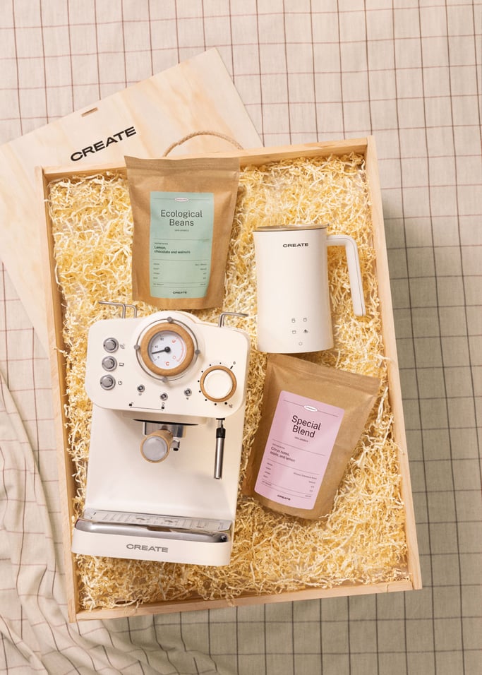 MORNING TIME BOX - Caja regalo con cafetera express + espumador de leche + café , imagen de galería 1