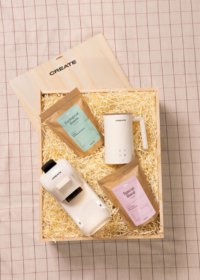 LATTE TIME BOX - Caja regalo con cafetera multicápsulas + espumador de leche + café, imagen de galería 1