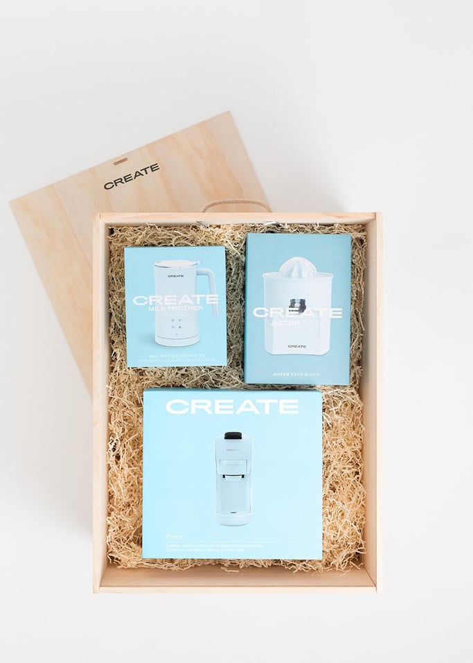 BREAKFAST BOX - Caja regalo con cafetera multicápsulas express + espumador de leche + exprimidor, imagen de galería 2