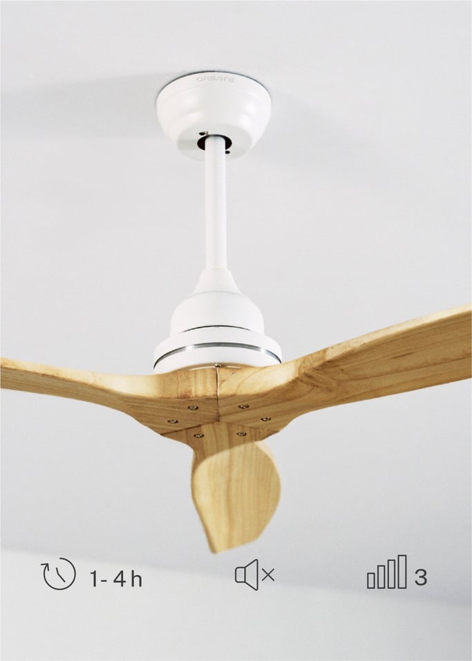 WIND WOOD - Ventilador de techo 75W silencioso Ø132 cm 100% madera, imagen de galería 3