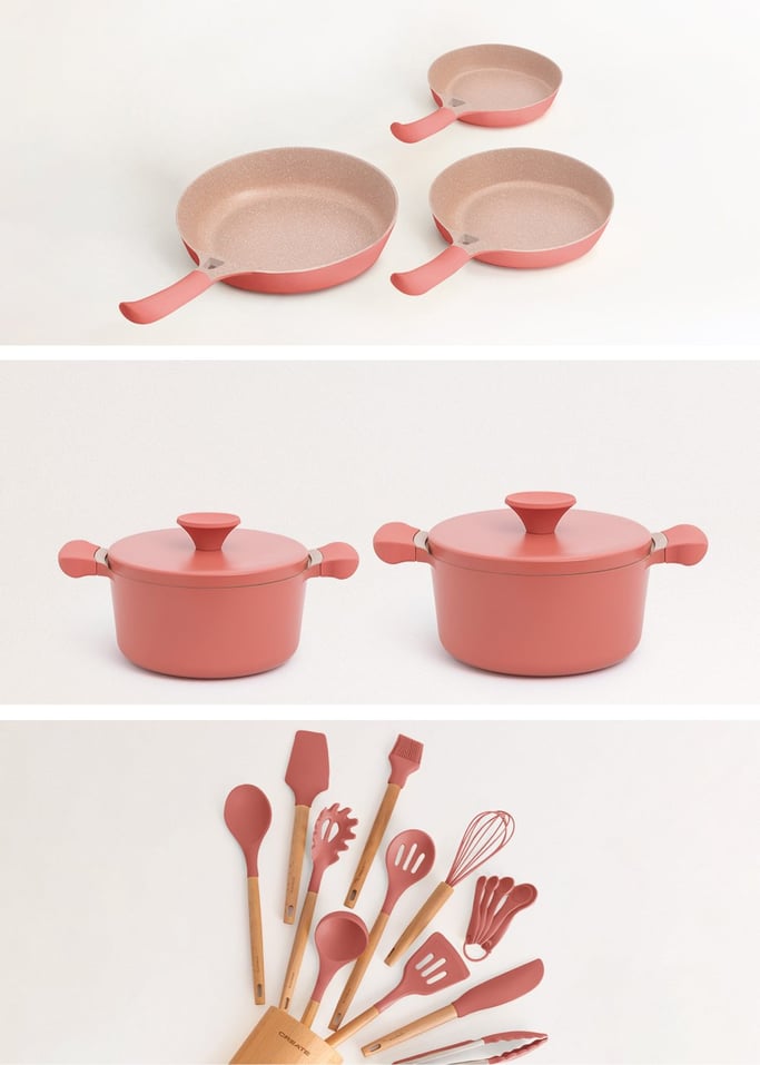 Batería de cocina 3 sartenes PAN STUDIO, 2 ollas POT STUDIO y set de utensilios KITCHENWARE STUDIO, imagen de galería 1