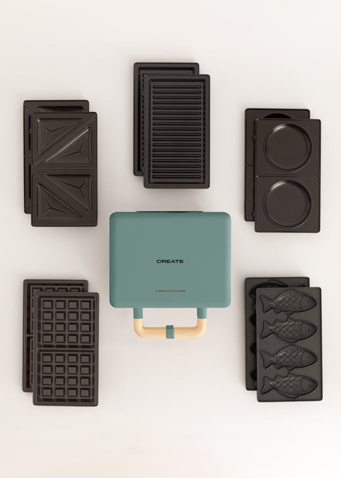 Pack STONE STUDIO Doble - Sandwichera, grill y gofrera + Placa Taiyaki + Placa tortitas pancake , imagen de galería 1