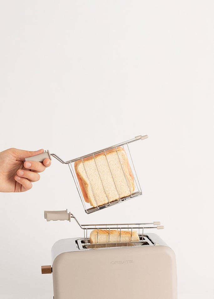 Pack TOAST RETRO Pequeña Tostadora para rebanadas anchas + 2 PINZAS DE REJILLA para sándwiches, imagen de galería 7