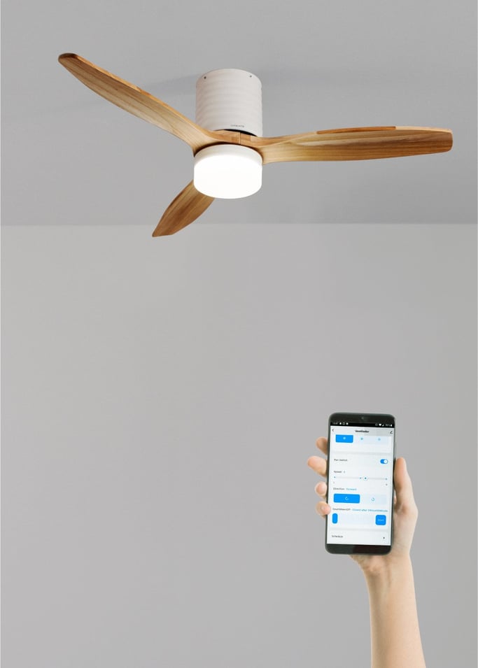 WIND CALM LINE - Ventilador de techo 40W silencioso Ø132 cm 100% madera, imagen de galería 1