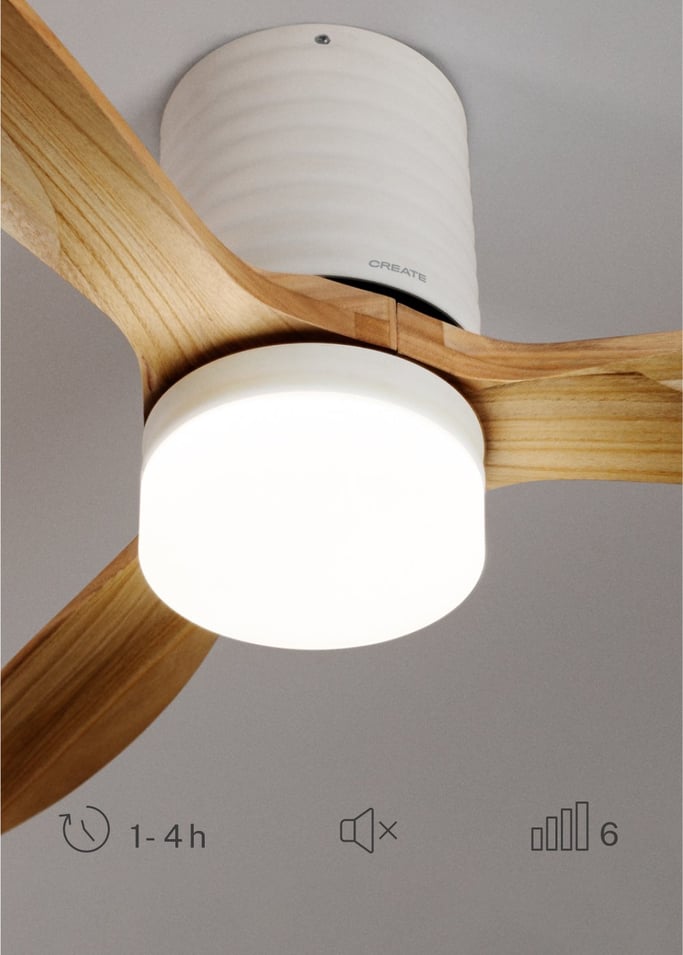 WIND CALM LINE - Ventilador de techo 40W silencioso Ø132 cm 100% madera, imagen de galería 3