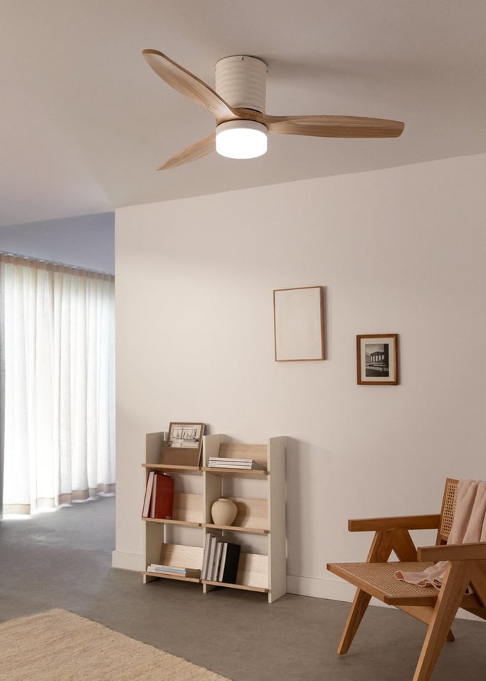 WIND CALM LINE - Ventilador de techo 40W silencioso Ø132 cm 100% madera, imagen de galería 1