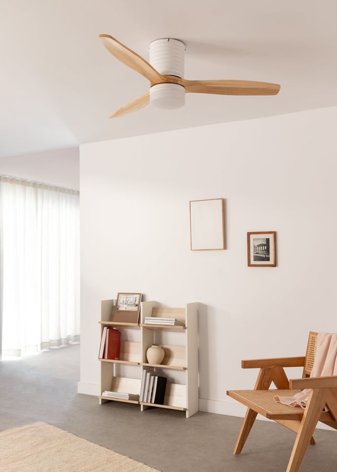 WIND CALM LINE - Ventilador de techo 40W silencioso Ø132 cm 100% madera, imagen de galería 2