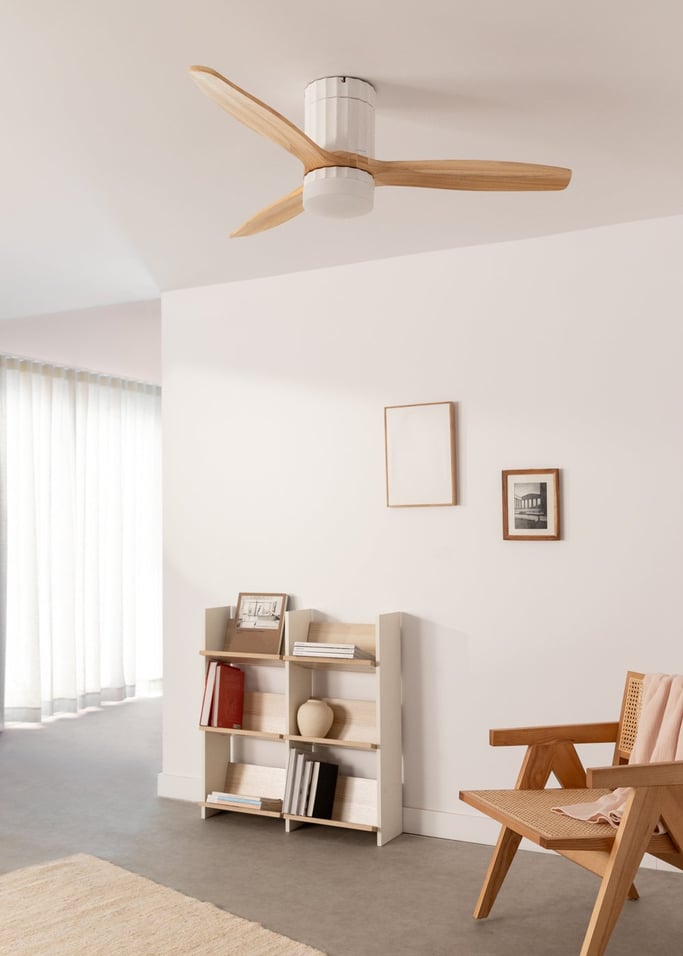 WIND CALM LINE - Ventilador de techo 40W silencioso Ø132 cm 100% madera, imagen de galería 2