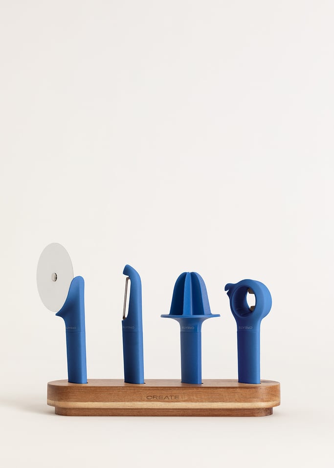 KITCHENWARE STUDIO - Pack de 4 utensilios de cocina con soporte de madera, imagen de galería 2