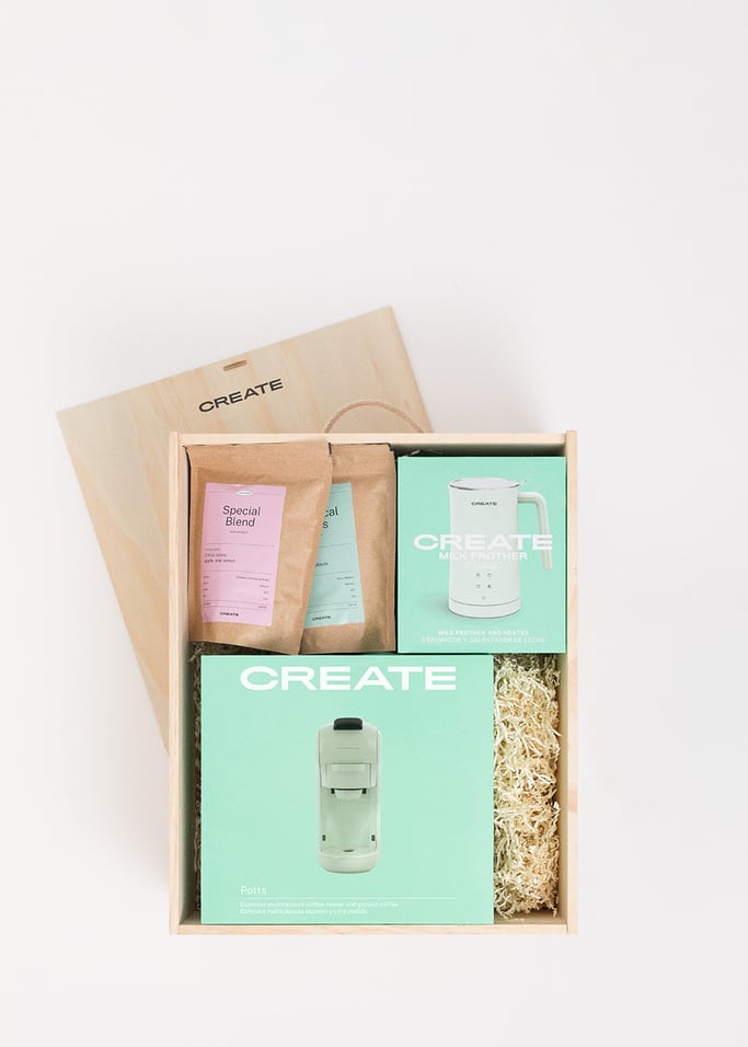 LATTE TIME BOX - Caja regalo con cafetera multicápsulas + espumador de leche + café, imagen de galería 2
