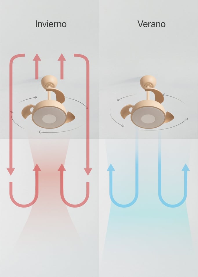 WIND CLEAR CUP - Ventilador de techo 40W silencioso Ø55cm aspas retráctiles con luz LED, imagen de galería 4