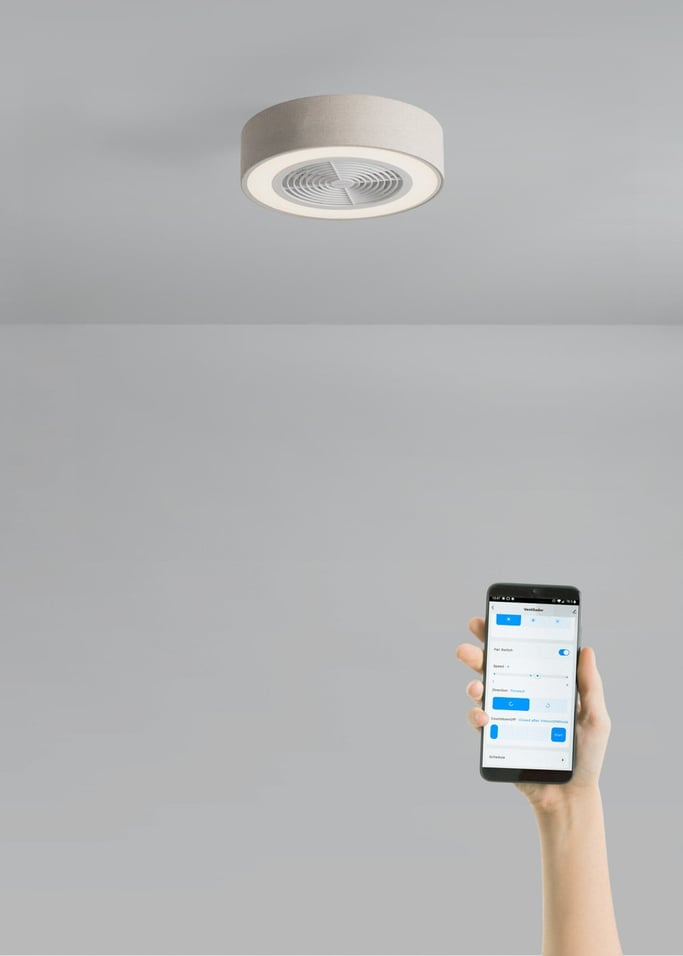 WIND CLEAR EASY - Ventilador de techo 40W silencioso Ø50 cm con aspas ocultas con luz LED, imagen de galer&iacute;a 2