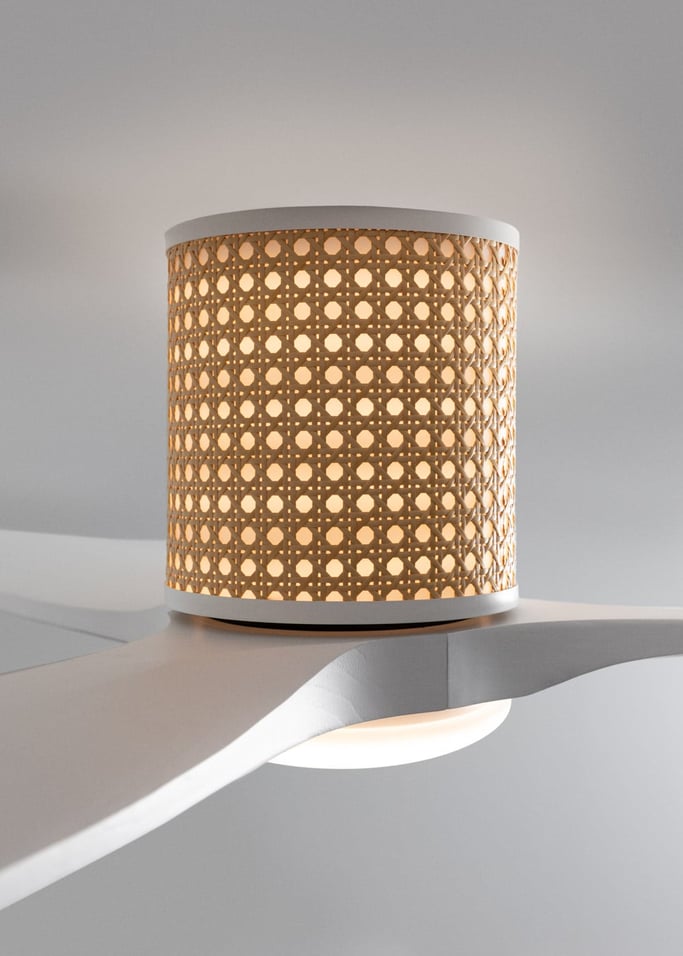 WIND CALM CUSTOM RATTAN - Ventilador de techo 40W silencioso Ø132 cm con luz LED en cuerpo y lámpara, imagen de galer&iacute;a 7