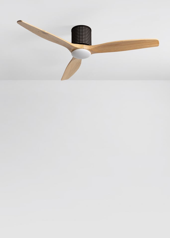 WIND CALM CUSTOM RATTAN - Ventilador de techo 40W silencioso Ø132 cm con luz LED en cuerpo y lámpara, imagen de galer&iacute;a 4