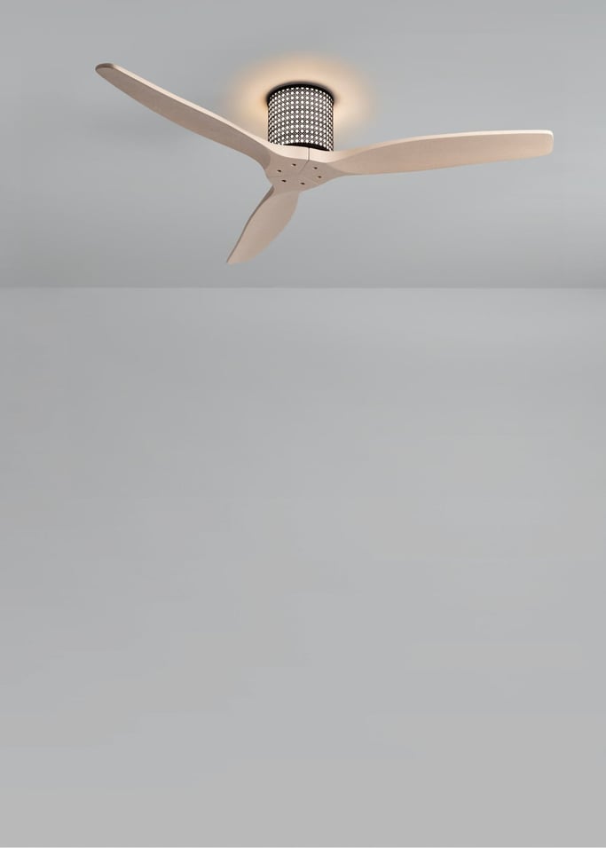 WIND CALM CUSTOM RATTAN - Ventilador de techo 40W silencioso Ø132 cm con luz LED en cuerpo y lámpara, imagen de galer&iacute;a 2