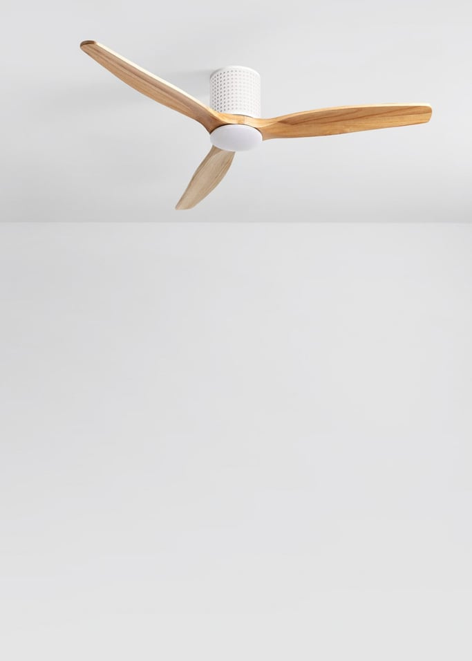 WIND CALM CUSTOM RATTAN - Ventilador de techo 40W silencioso Ø132 cm con luz LED en cuerpo y lámpara, imagen de galer&iacute;a 4