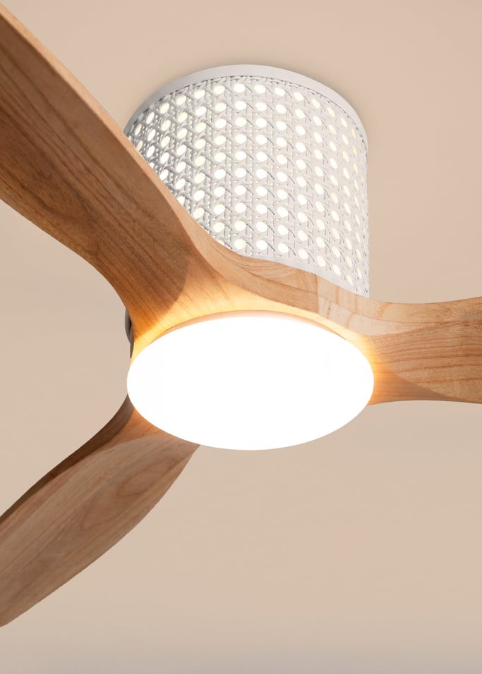 WIND CALM CUSTOM RATTAN - Ventilador de techo 40W silencioso Ø132 cm con luz LED en cuerpo y lámpara, imagen de galer&iacute;a 5