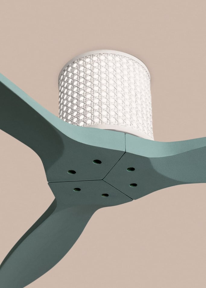 WIND CALM CUSTOM RATTAN - Ventilador de techo 40W silencioso Ø132 cm con luz LED en cuerpo y lámpara, imagen de galer&iacute;a 4