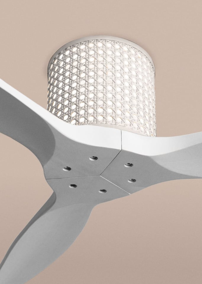 WIND CALM CUSTOM RATTAN - Ventilador de techo 40W silencioso Ø132 cm con luz LED en cuerpo y lámpara, imagen de galer&iacute;a 4