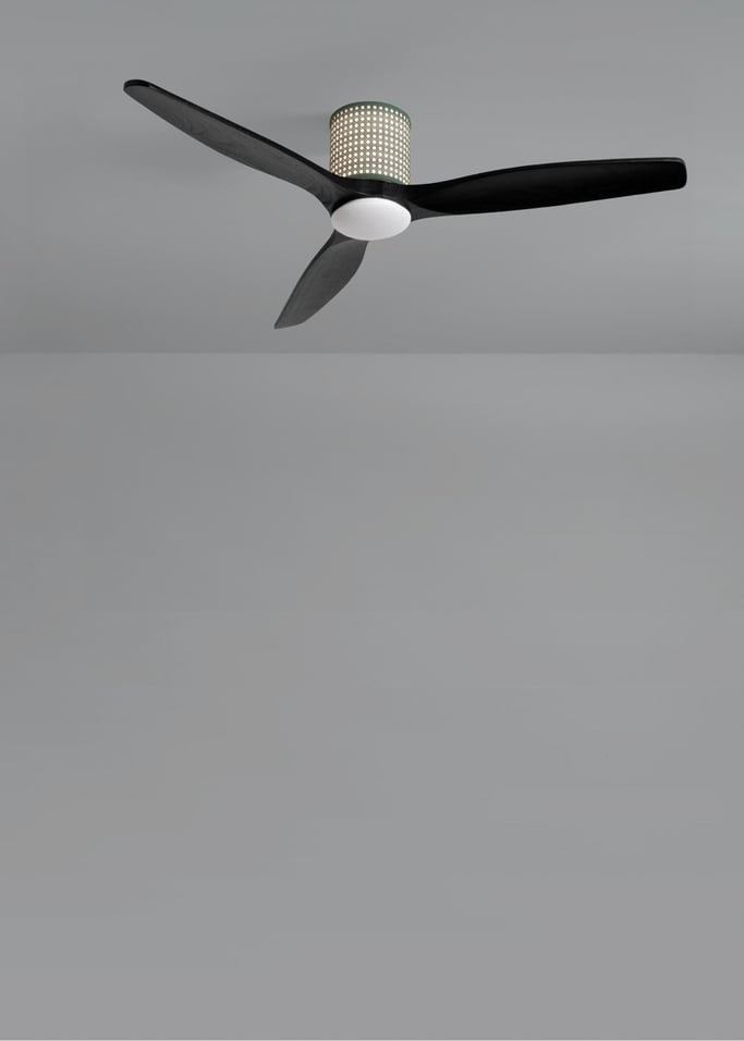 WIND CALM CUSTOM RATTAN - Ventilador de techo 40W silencioso Ø132 cm con luz LED en cuerpo y lámpara, imagen de galer&iacute;a 5