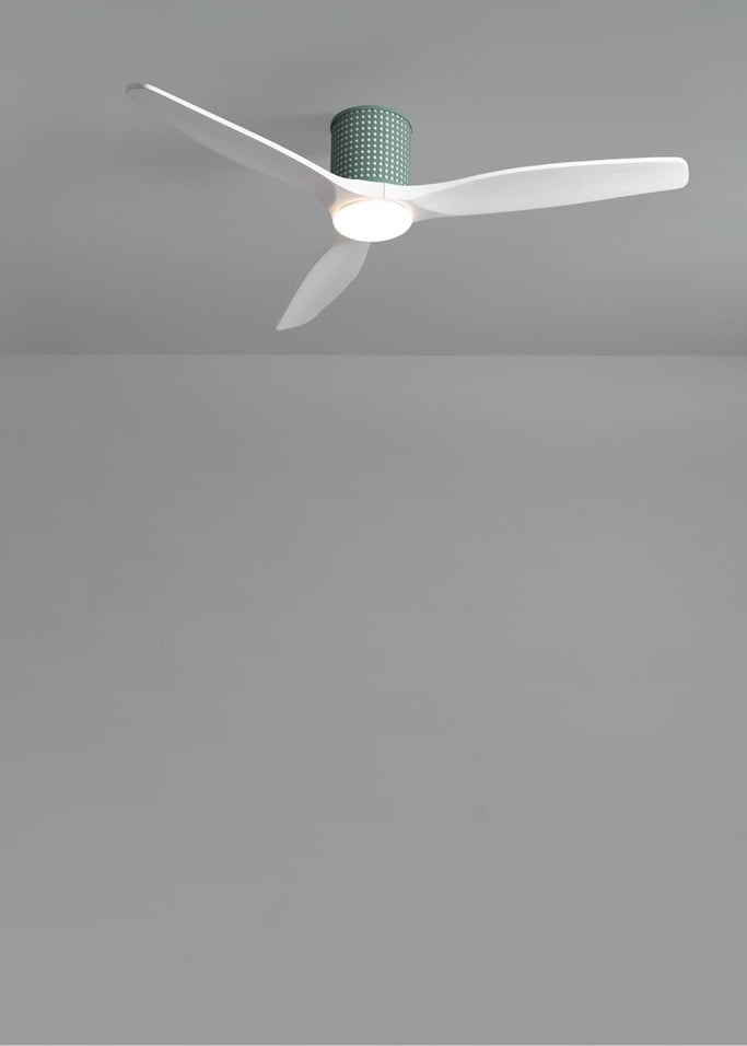 WIND CALM CUSTOM RATTAN - Ventilador de techo 40W silencioso Ø132 cm con luz LED en cuerpo y lámpara, imagen de galer&iacute;a 5
