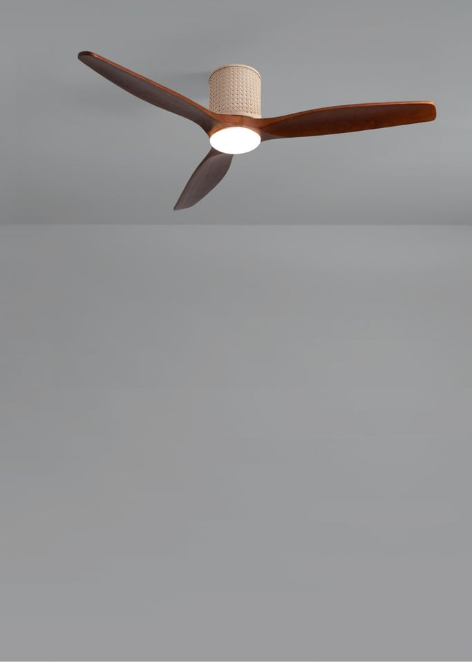 WIND CALM CUSTOM RATTAN - Ventilador de techo 40W silencioso Ø132 cm con luz LED en cuerpo y lámpara, imagen de galer&iacute;a 4
