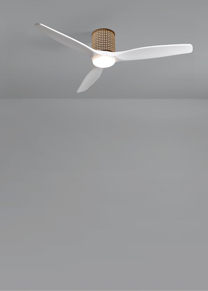 WIND CALM CUSTOM RATTAN - Ventilador de techo 40W silencioso Ø132 cm con luz LED en cuerpo y lámpara, imagen de galer&iacute;a 2