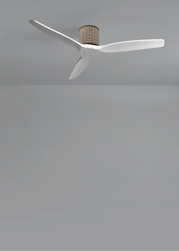 WIND CALM CUSTOM RATTAN - Ventilador de techo 40W silencioso Ø132 cm con luz LED en cuerpo y lámpara, imagen de galer&iacute;a 4