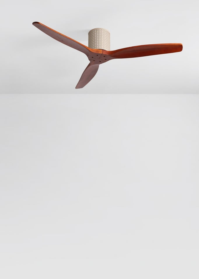 WIND CALM CUSTOM RATTAN - Ventilador de techo 40W silencioso Ø132 cm con luz LED en cuerpo y lámpara, imagen de galer&iacute;a 2