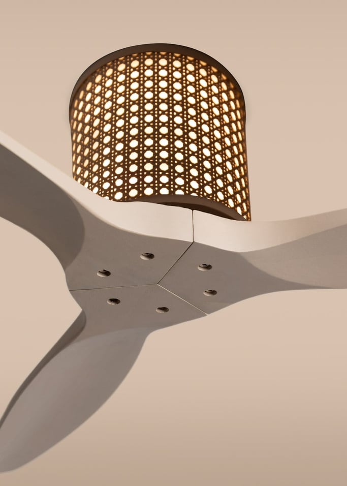 WIND CALM CUSTOM RATTAN - Ventilador de techo 40W silencioso Ø132 cm con luz LED en cuerpo y lámpara, imagen de galer&iacute;a 2