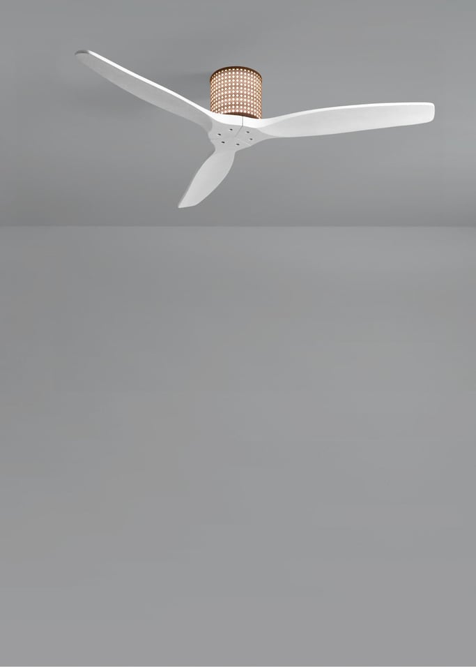 WIND CALM CUSTOM RATTAN - Ventilador de techo 40W silencioso Ø132 cm con luz LED en cuerpo y lámpara, imagen de galer&iacute;a 4