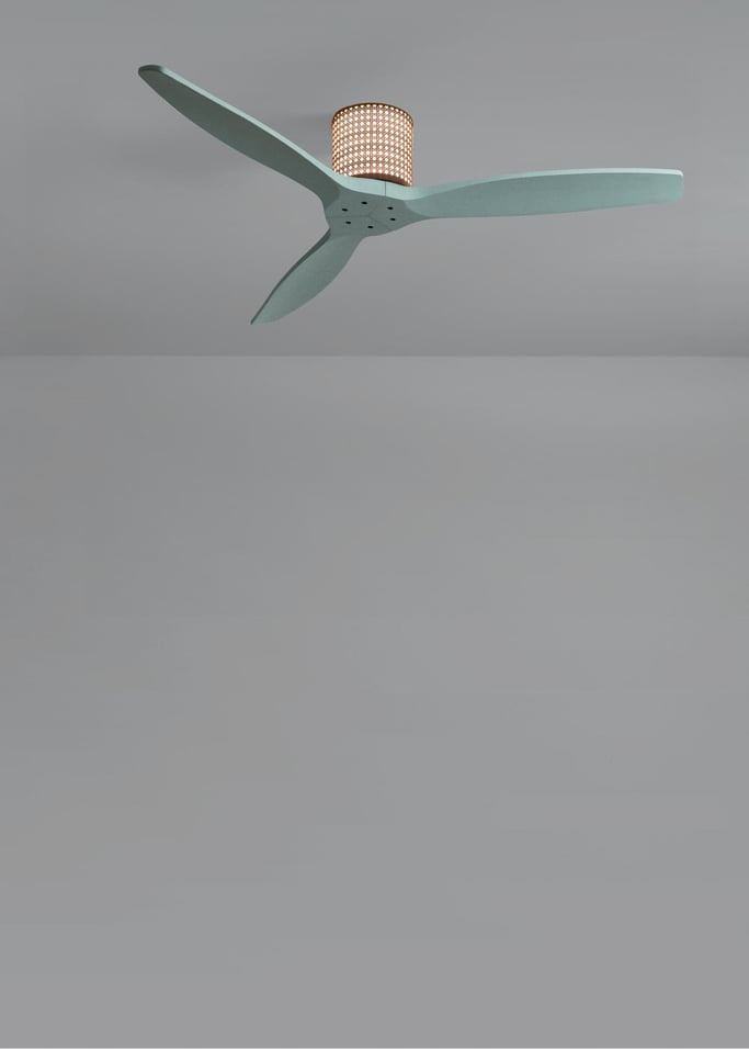 WIND CALM CUSTOM RATTAN - Ventilador de techo 40W silencioso Ø132 cm con luz LED en cuerpo y lámpara, imagen de galer&iacute;a 4