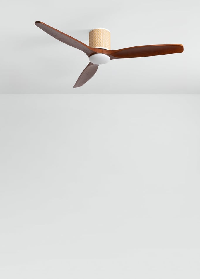 WIND CALM CUSTOM RATTAN - Ventilador de techo 40W silencioso Ø132 cm con luz LED en cuerpo y lámpara, imagen de galer&iacute;a 3