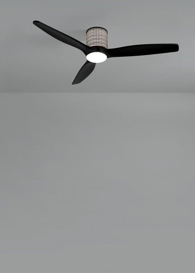 WIND CALM CUSTOM RATTAN - Ventilador de techo 40W silencioso Ø132 cm con luz LED en cuerpo y lámpara, imagen de galer&iacute;a 5