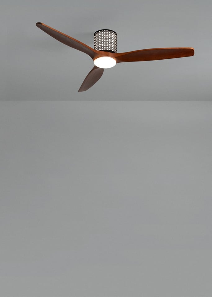 WIND CALM CUSTOM RATTAN - Ventilador de techo 40W silencioso Ø132 cm con luz LED en cuerpo y lámpara, imagen de galer&iacute;a 3