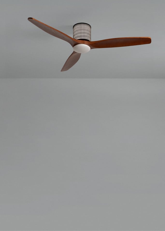 WIND CALM CUSTOM RATTAN - Ventilador de techo 40W silencioso Ø132 cm con luz LED en cuerpo y lámpara, imagen de galer&iacute;a 5