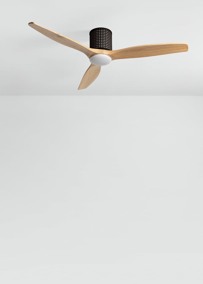 WIND CALM CUSTOM RATTAN - Ventilador de techo 40W silencioso Ø132 cm con luz LED en cuerpo y lámpara, imagen de galer&iacute;a 3