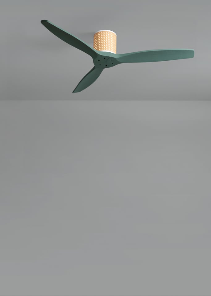 WIND CALM CUSTOM RATTAN - Ventilador de techo 40W silencioso Ø132 cm con luz LED en cuerpo y lámpara, imagen de galer&iacute;a 4