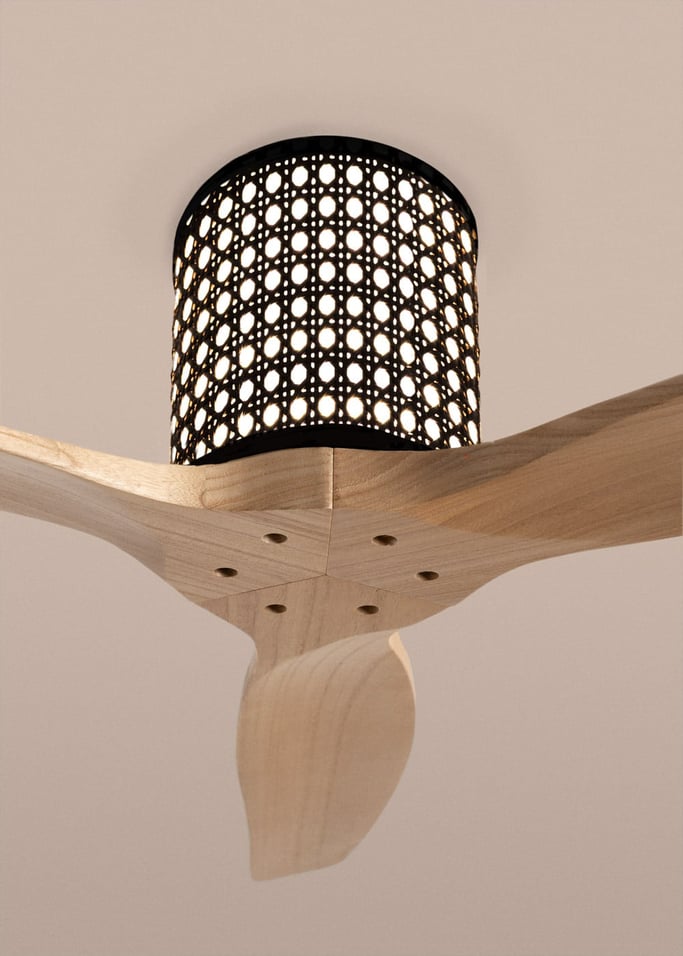WIND CALM CUSTOM RATTAN - Ventilador de techo 40W silencioso Ø132 cm con luz LED en cuerpo y lámpara, imagen de galer&iacute;a 5