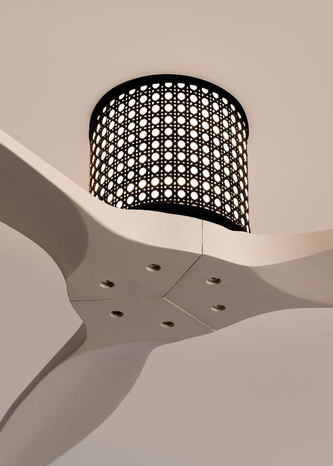 WIND CALM CUSTOM RATTAN - Ventilador de techo 40W silencioso Ø132 cm con luz LED en cuerpo y lámpara, imagen de galer&iacute;a 3
