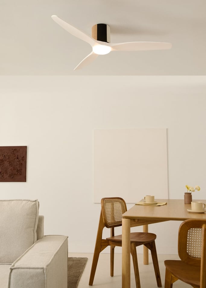 WIND CALM CUSTOM WOVEN - Ventilador de techo 40W silencioso Ø132 cm 100% madera con luz LED, imagen de galer&iacute;a 1