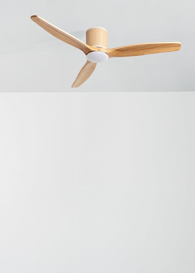 WIND CALM CUSTOM RATTAN - Ventilador de techo 40W silencioso Ø132 cm con luz LED en cuerpo y lámpara, imagen de galer&iacute;a 2