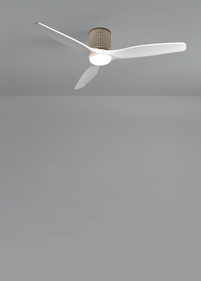 WIND CALM CUSTOM RATTAN - Ventilador de techo 40W silencioso Ø132 cm con luz LED en cuerpo y lámpara, imagen de galer&iacute;a 4