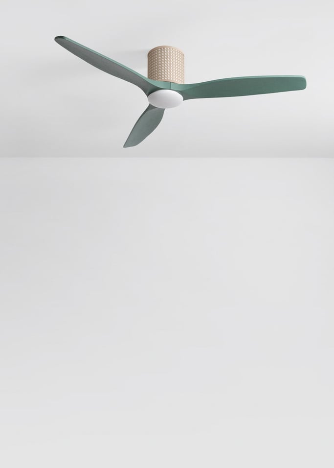 WIND CALM CUSTOM RATTAN - Ventilador de techo 40W silencioso Ø132 cm con luz LED en cuerpo y lámpara, imagen de galer&iacute;a 2