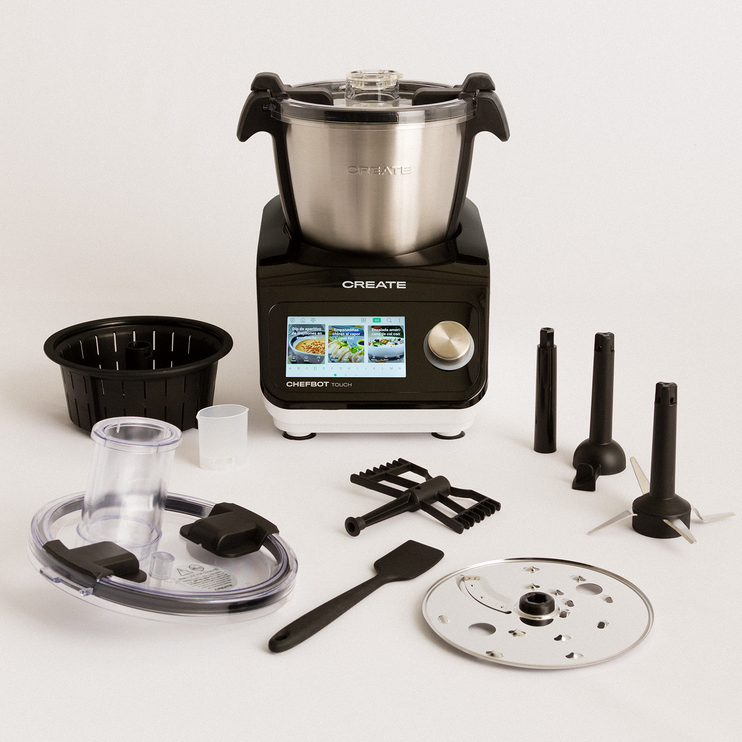 Programable IKOHS Robot de Cocina Multifunción CHEFBOT Touch hasta 120ºC 12 Velocidades con Turbo Recetas Preinstaladas Libre BPA 23 Funciones Pantalla táctil + vaporera - Black & White WiFi 