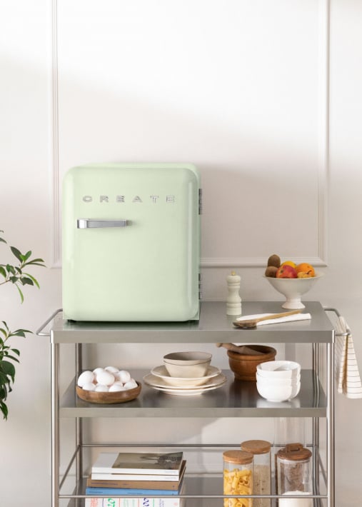 CREATE / FRIDGE STYLANCE/Réfrigérateur combiné Vert Pastel/Style rétro  Vintage, avec congélateur, ouverture 135º, pratique, matériaux résistants,  330L, 210W, 60x74,4x190cm : : Gros électroménager